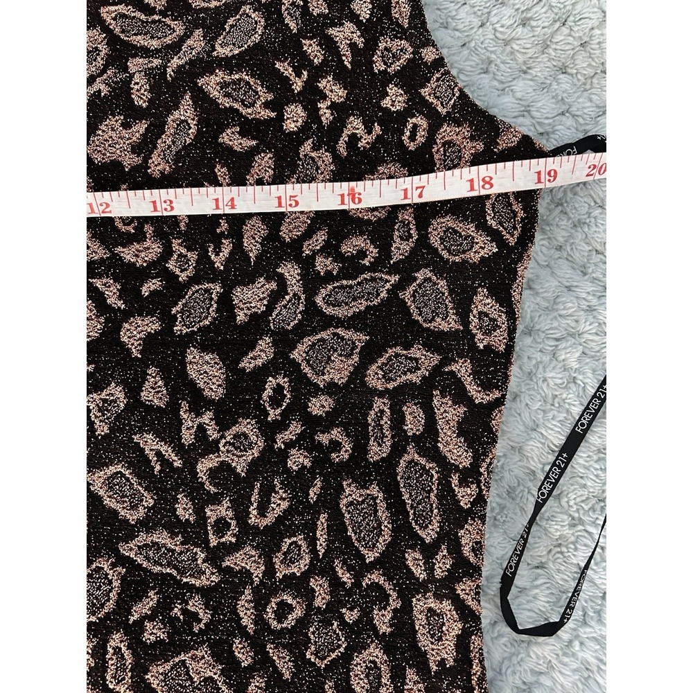 Forever 21 Plus 0X Leopard Slip Dress Metallic Copper Grunge Party Clubwear Y2K - Picture 10 of 11
